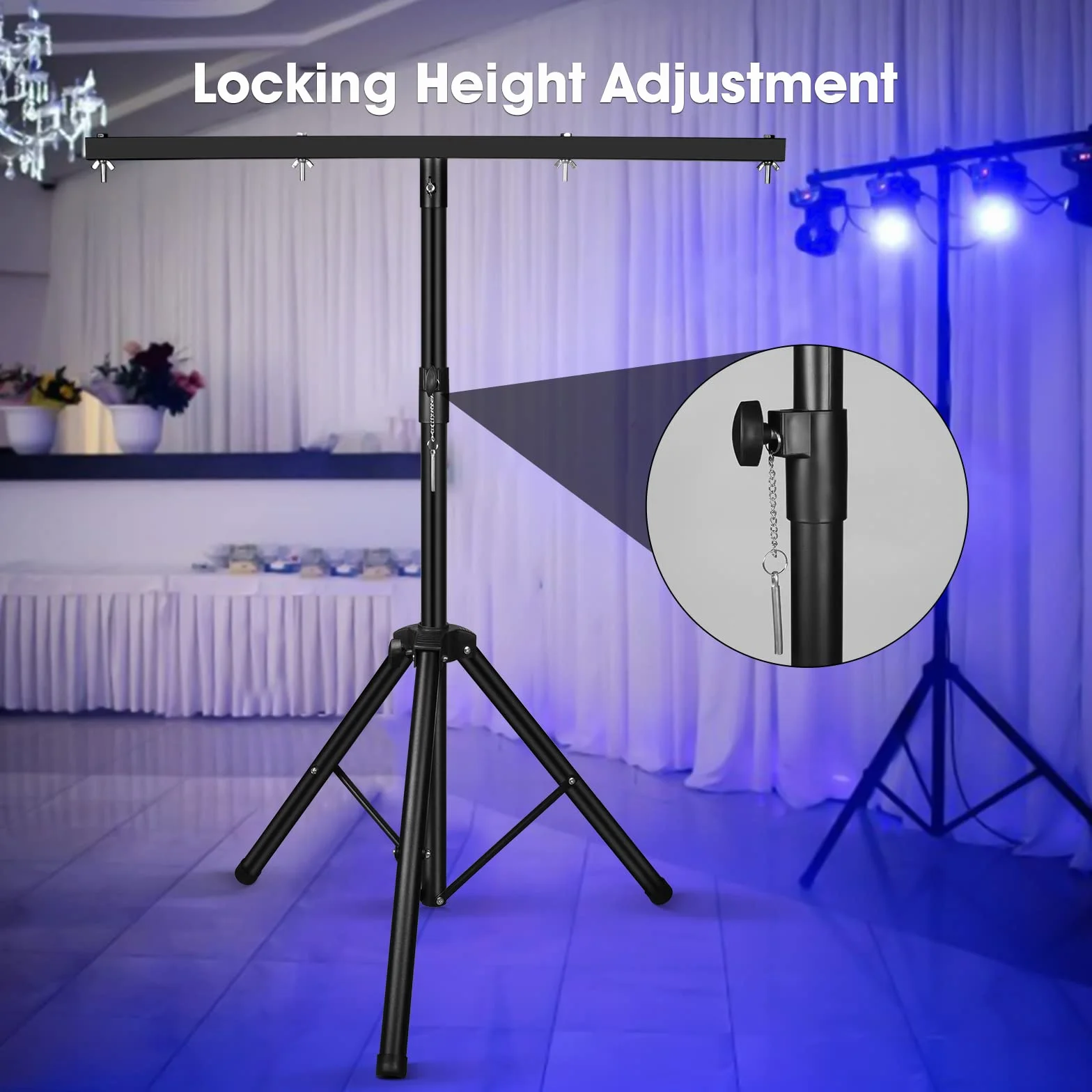 Trípode de luz con barra transversal, trípode de iluminación Pro Audio DJ para hasta 4 faros para escenarios, DJ-Disco-Boda (39-70 pulgadas)