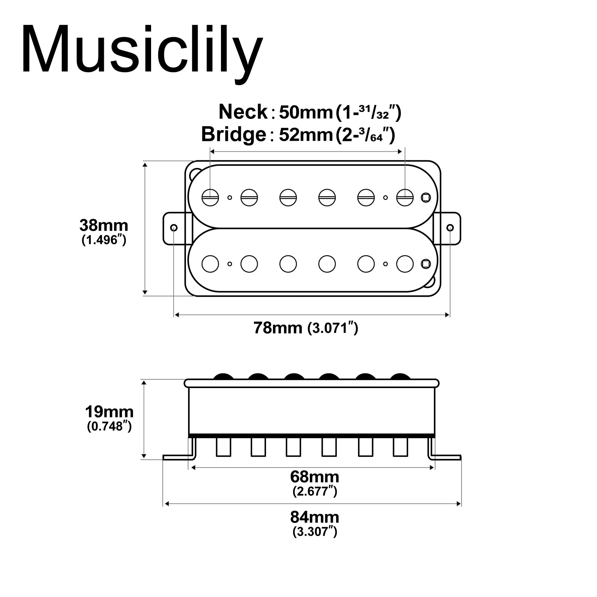 Musiclily Pro LP-OBLA Alnico 5 Pastillas Humbucker Mástil Puente Pickups Set 7,5K/8,8K para Guitarra Eléctrica, Zebra