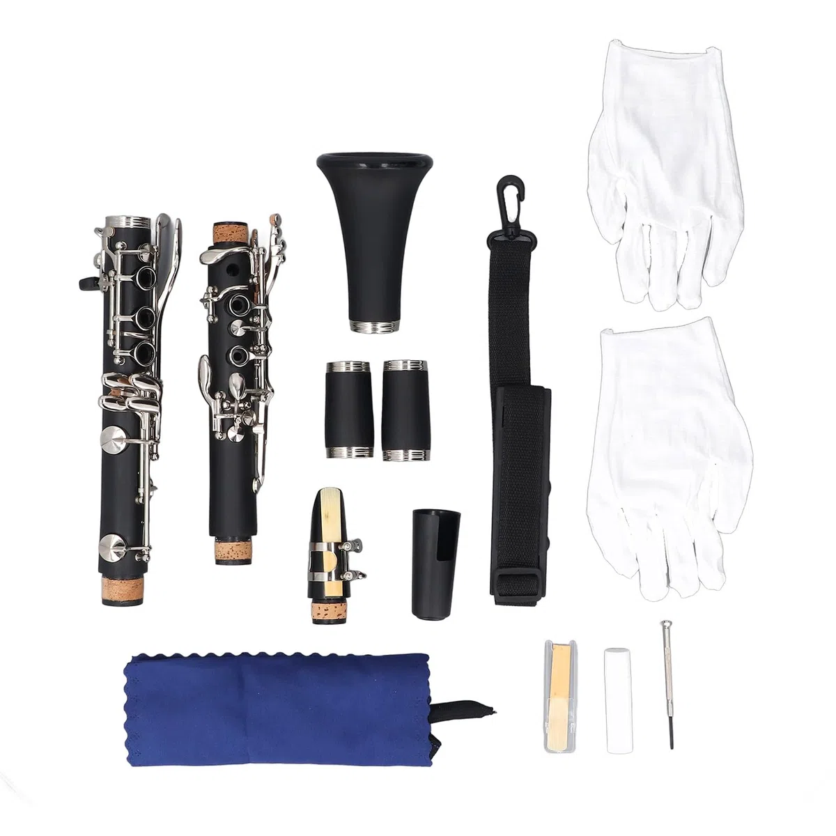 KIMISS Clarinete Plano en Sib para Principiantes, Práctica de Instrumentos de 17 Teclas, Diseño Ligero de Plástico de Ingeniería
