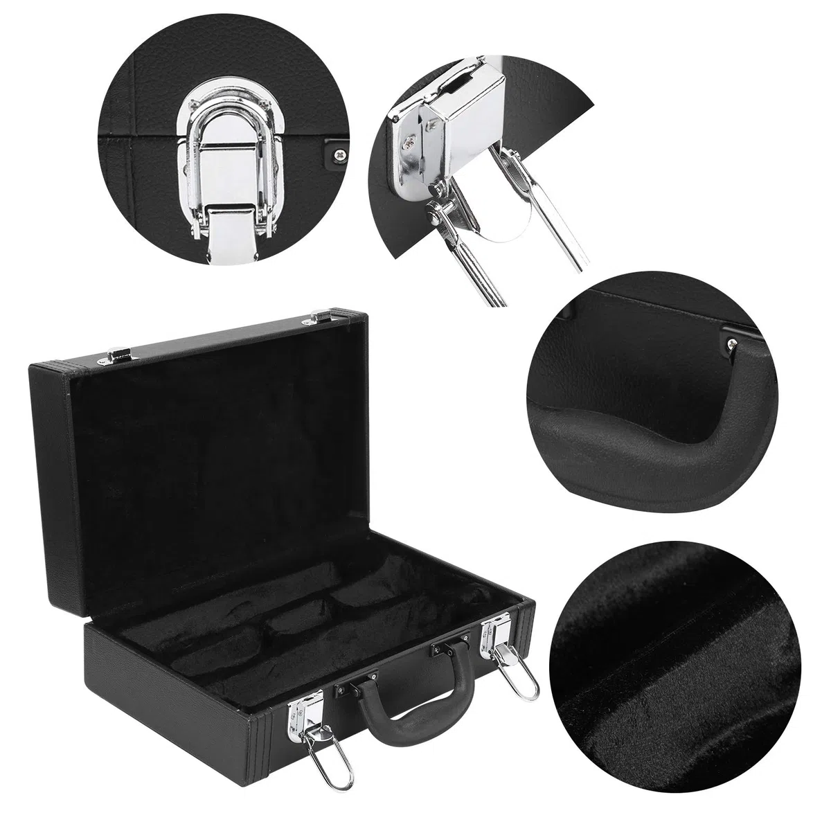 Estuche Rígido para Clarinete Impermeable con Protección Antigolpes Algodón Esponjoso Clavos Antipolvo y Agarre Ergonómico