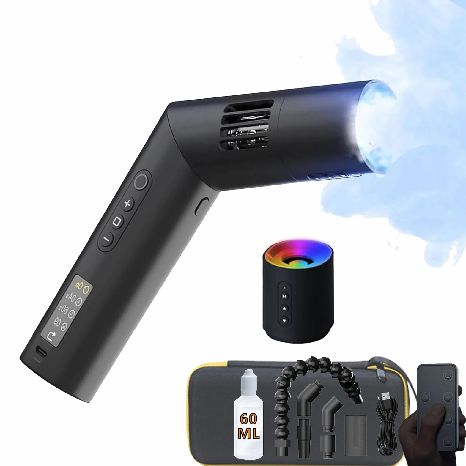 COLBOR CF5 Máquina de humo,Portatil 40W Mini Máquina niebla,Remoto Inalámbrico control, asa abatible. Puede ser utilizado para Fotografía,Fiestas,Halloween,Bodas,Escenario