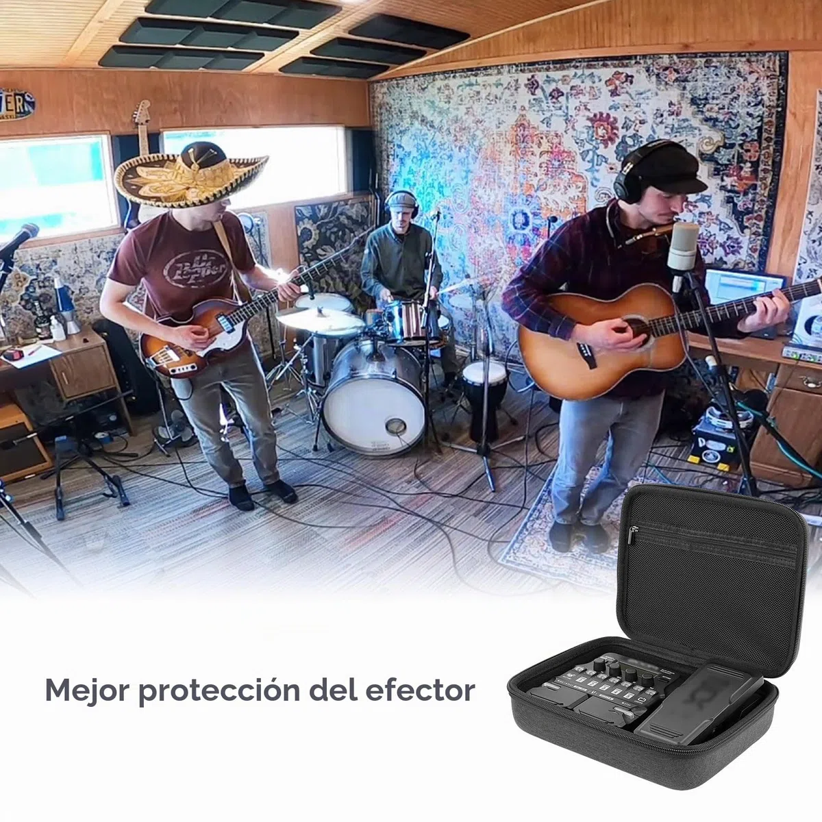 Linkidea Funda rígida de Viaje Compatible con Zoom G1X Four, B1X Four, A1X Four, procesador multiefectos para Guitarra y bajo (Gris Oscuro)