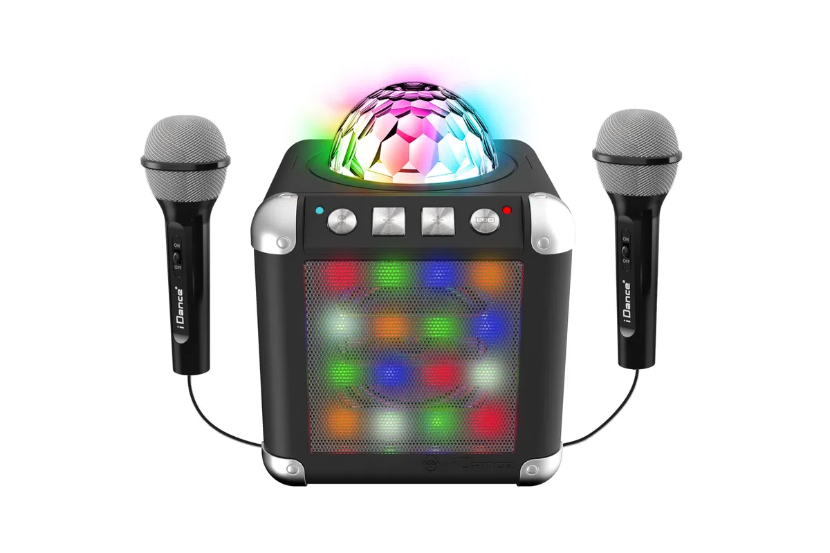Cefa Toys-Karaoke con Amplificador, Disco ball, 2 Micrófonos, Altavoz Inalámbrico, Efectos de Luces y Sonidos, Compatible con Youtube, Spotify y Apps de Karaoke