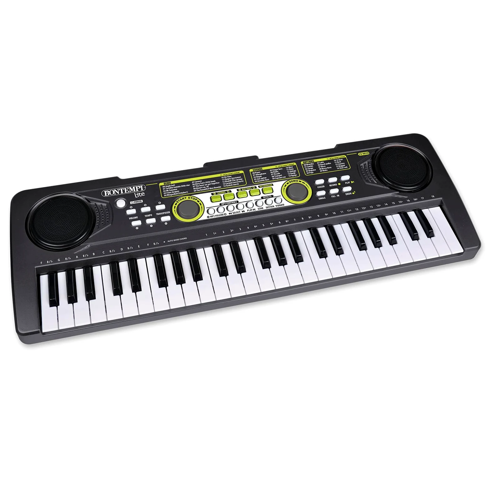 Bontempi | Teclado Digital 49 Teclas, 35 Canciones Pregrabadas, 100 Sonidos, 100 Ritmos, Función Metrónomo y Transpositor, 52,6x18x4 cm