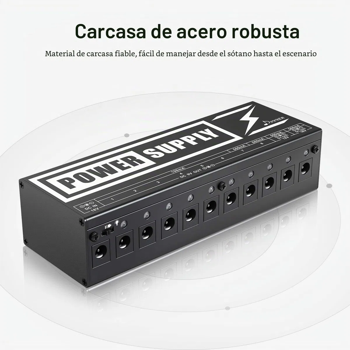 Donner DP-2 Fuente de Alimentación para Pedal de Efectos para Guitarra Portable, con Adaptador y Cables de Alimentación, Versión Avanzada