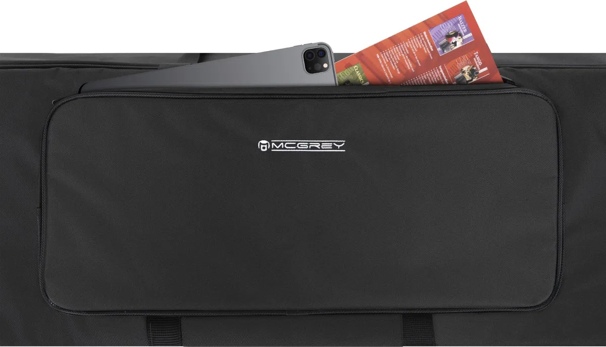 McGrey KBT-3223-88 Carro de transporte con ruedas para teclado y piano con 88 teclas, ligero, cómodo y resistente, acolchado interior grueso, mochila acolchada, impermeable, negro