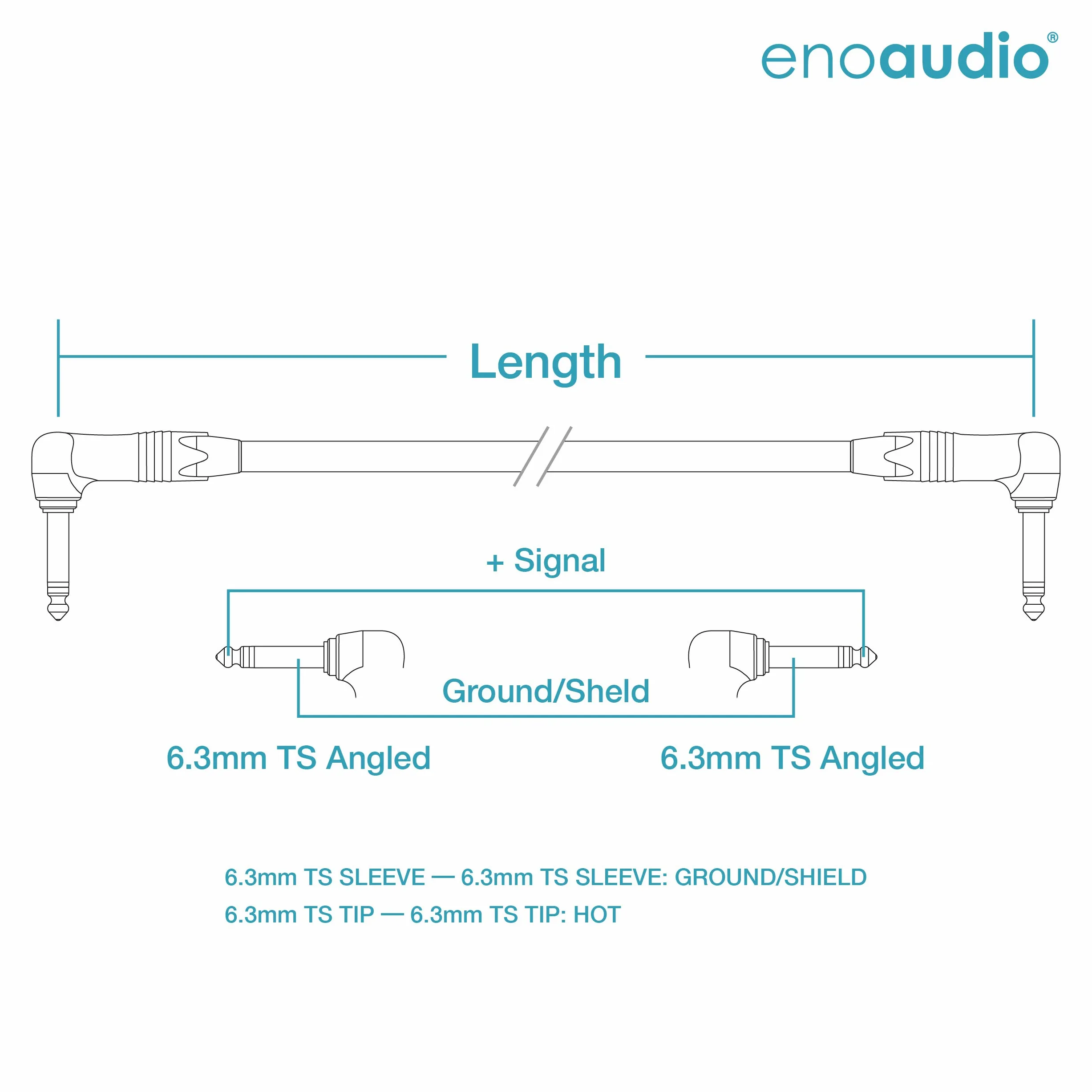 enoaudio Mogami 2524 Patch Cable | Neutrik Gold 6,3mm TS | HiFi - 25 cm