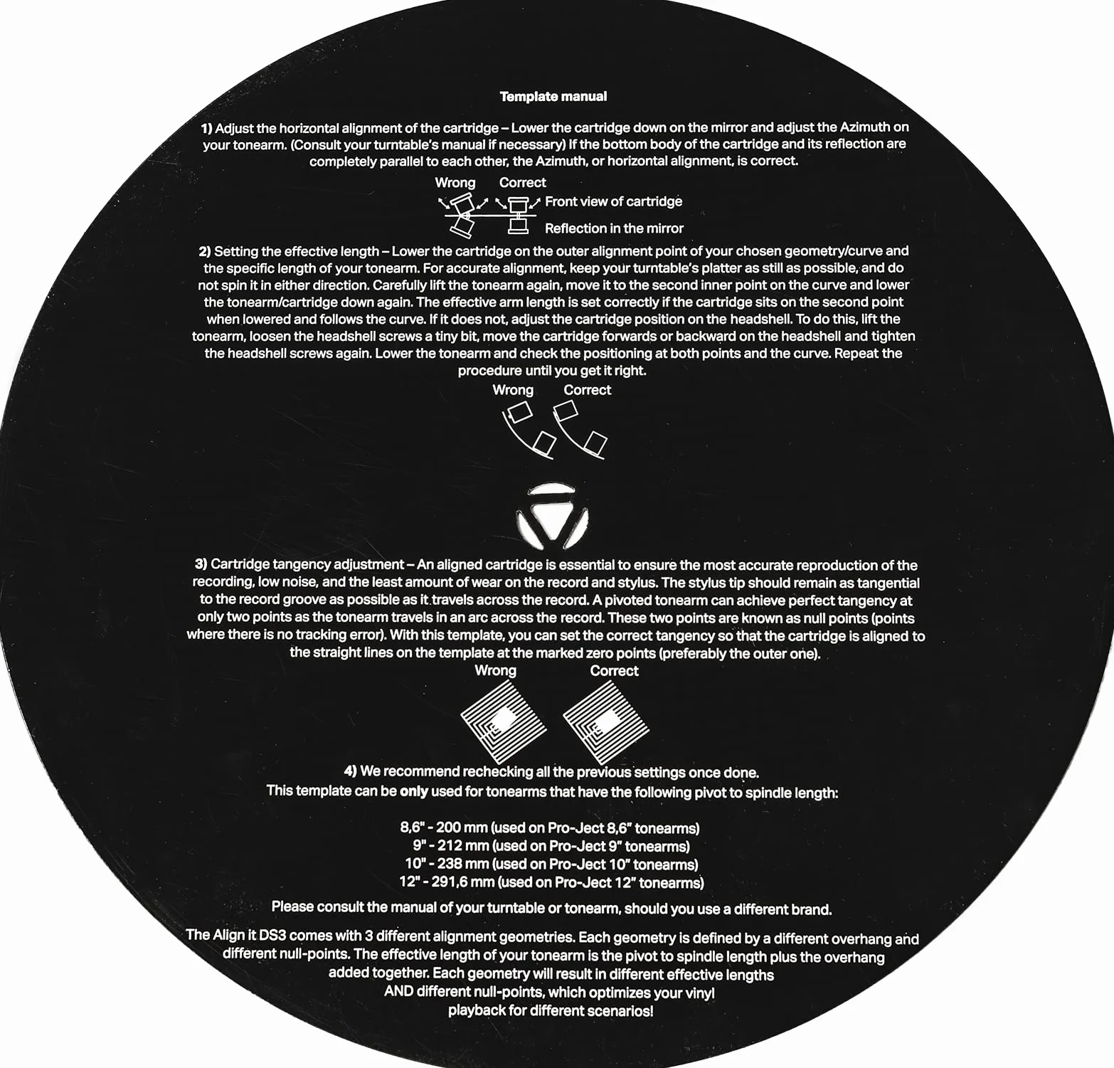Pro-Ject Align it DS3 - Plantilla de ajuste de pastillas con 3 geometrías diferentes