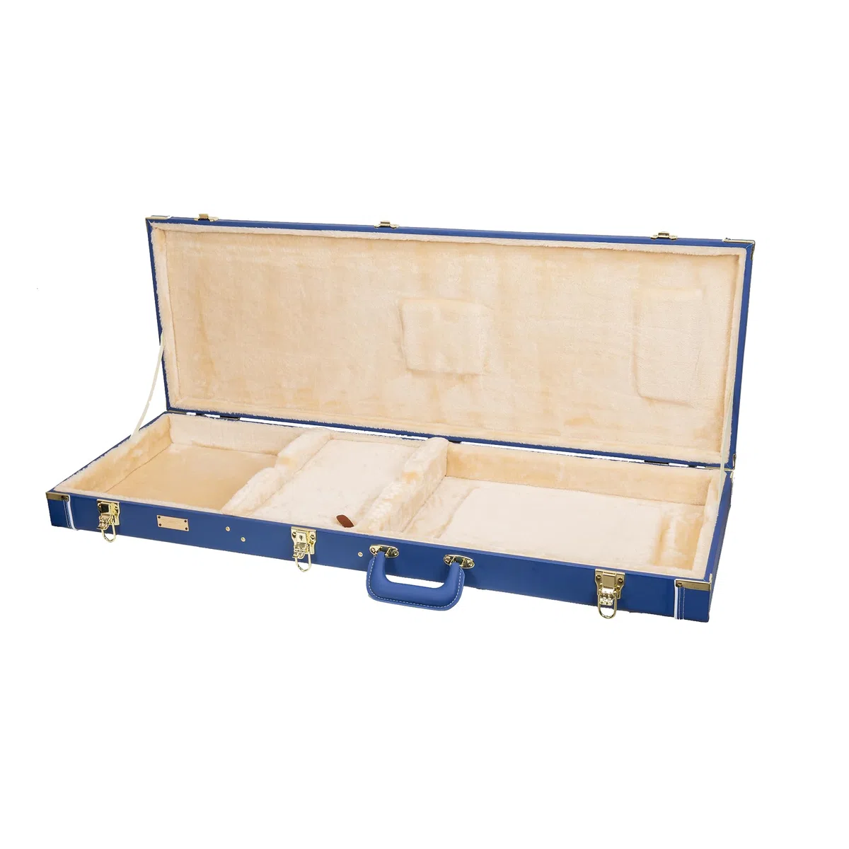 Crossrock Designer Series - Funda de Madera para Guitarras eléctricas Estilo Jazzmaster/Jaguar, Cerradura de Seguridad, Patas de Metal, Espacio de Almacenamiento, Azul Vibrante (CRW520JMVB), Azul