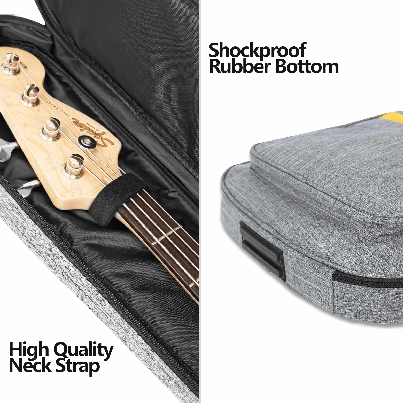 Bolsa para bajo, 7 mm Padding Bass Guitar Gig Bag Funda blanda acolchada para bajo eléctrico Bolsa para bajos acolchado Funda impermeable para bajo eléctrico, gris, /