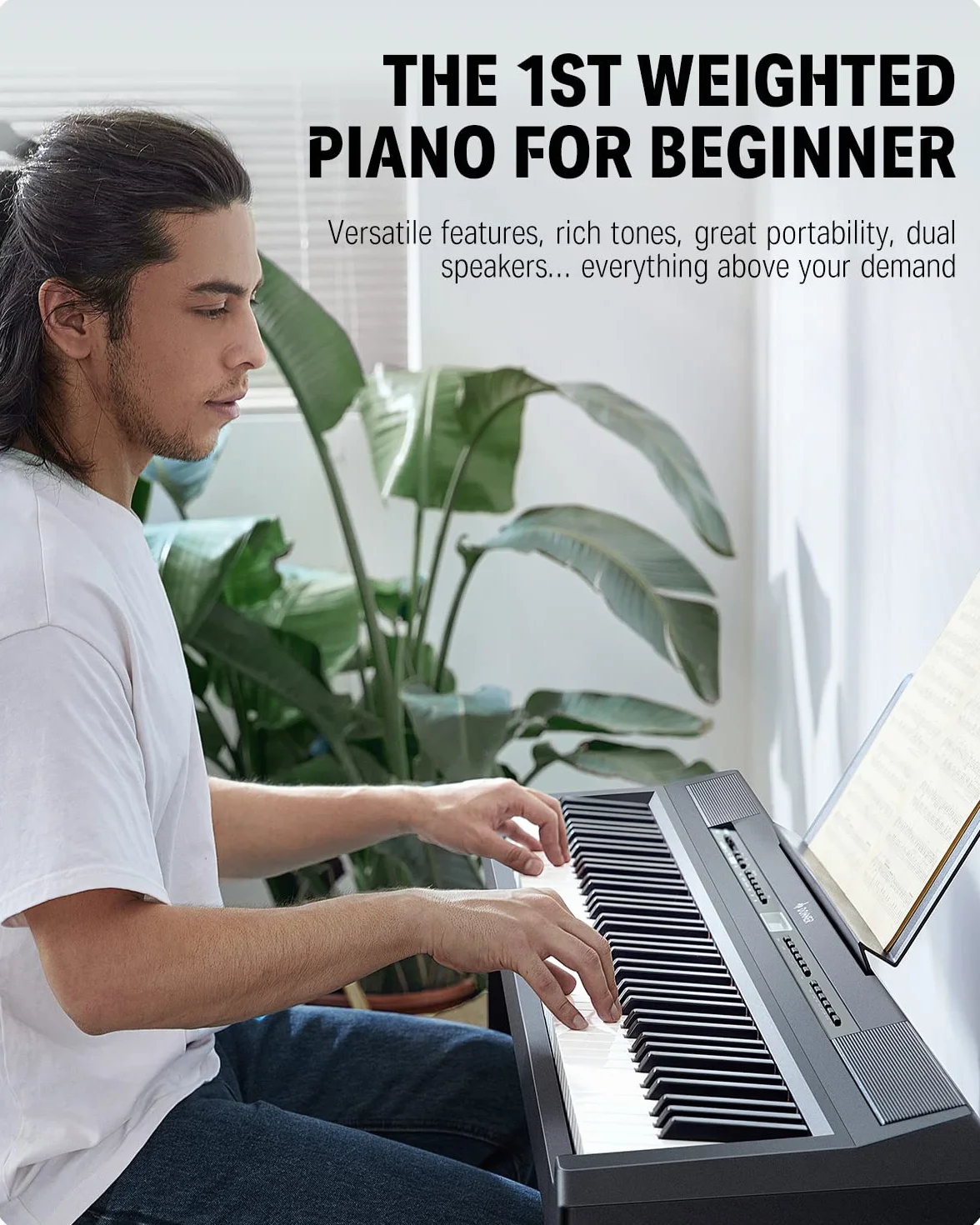 Donner - DEP-20 - Piano Digital, Piano Eléctrico, Principiantes con 88 Teclas de Tamaño Y Peso & PURE GEWA GEWA F900520 - Soporte de teclado, patas perfil simple,negro