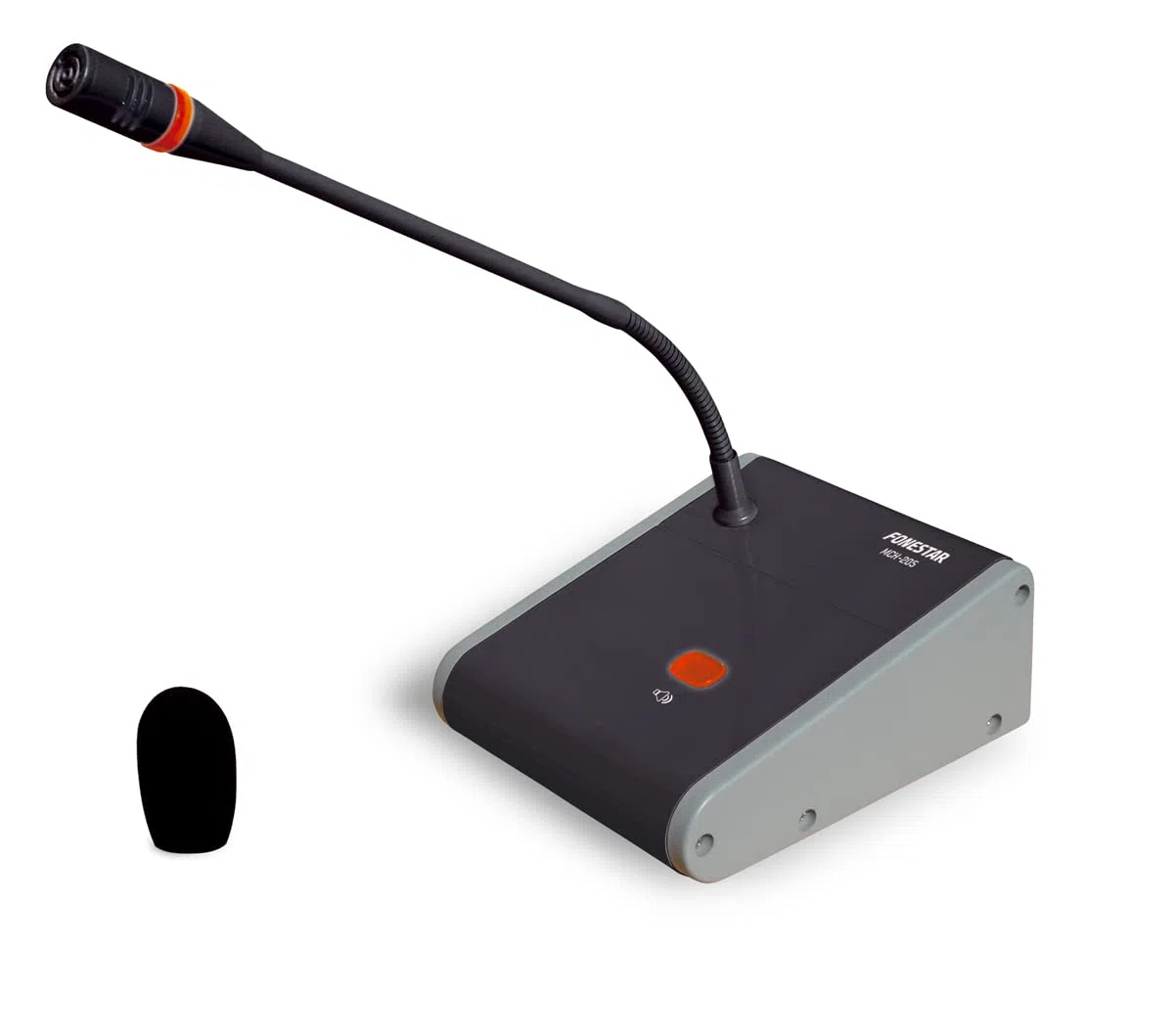 FONESTAR MCH-205 Micrófono de Condensador de sobremesa con Tonos Musicales de Aviso y preamplificador