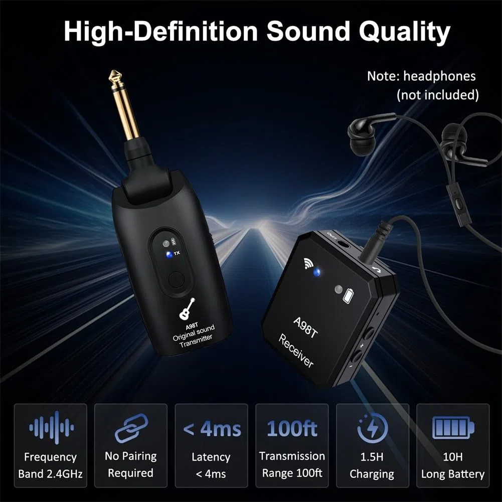 EasyByMall Sistema de monitoreo intraural inalámbrico de 2 4 GHz de frecuencia con baja latencia, ideal para músicos durante ensayos y espectáculos en vivo