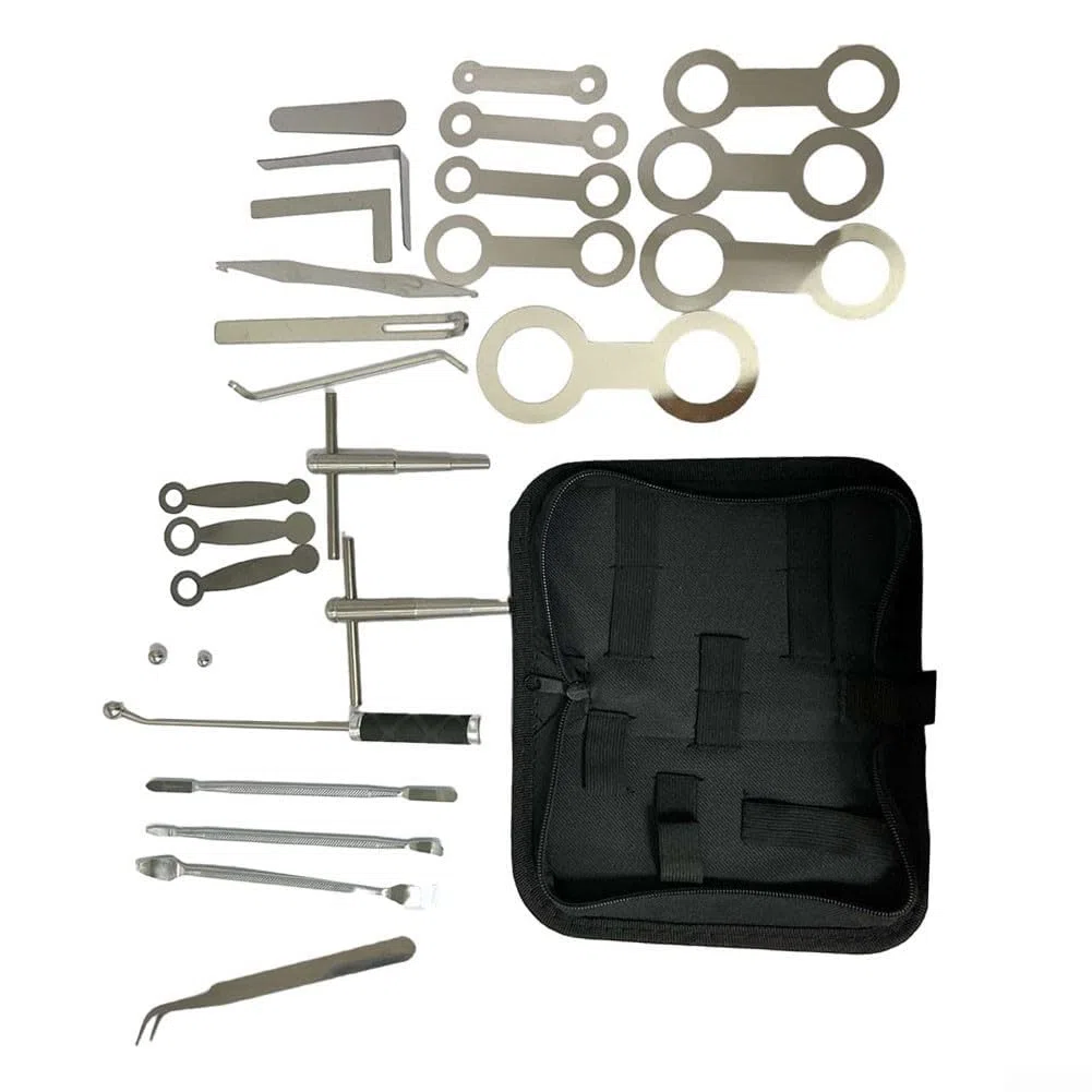 Kit de herramientas de reparación de saxofón con caja de almacenamiento | Accesorios prácticos de acero resistente para saxofón, trombón, flauta y oboe