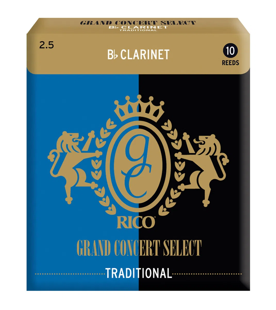 Cañas Rico para Clarinete Sib - Cañas Tradicionales Grand Concert Select para Clarinete - Lomo y punta equilibrados con forma tradicional - Cañas para Clarinete 2.5 Fuerza, paquete de 10