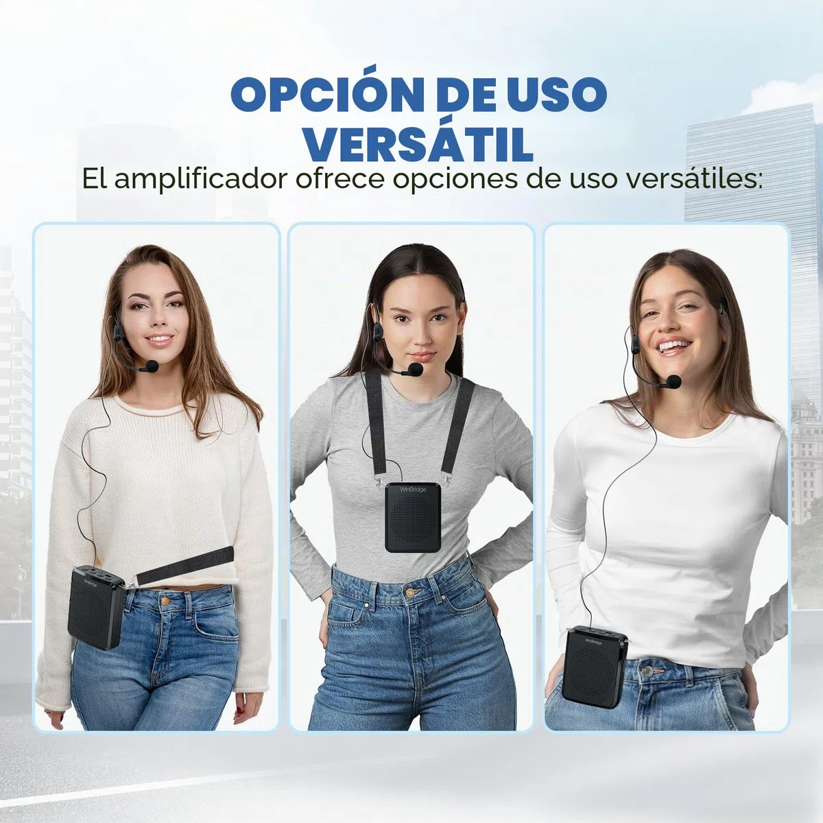 WinBridge - Amplificador de Voz con micrófono portátil, micrófono de Profesor para Aula, Altavoz de guía turística, micrófono de Auriculares para Instructor de Grupo, micrófono megáfono, Sonido Claro