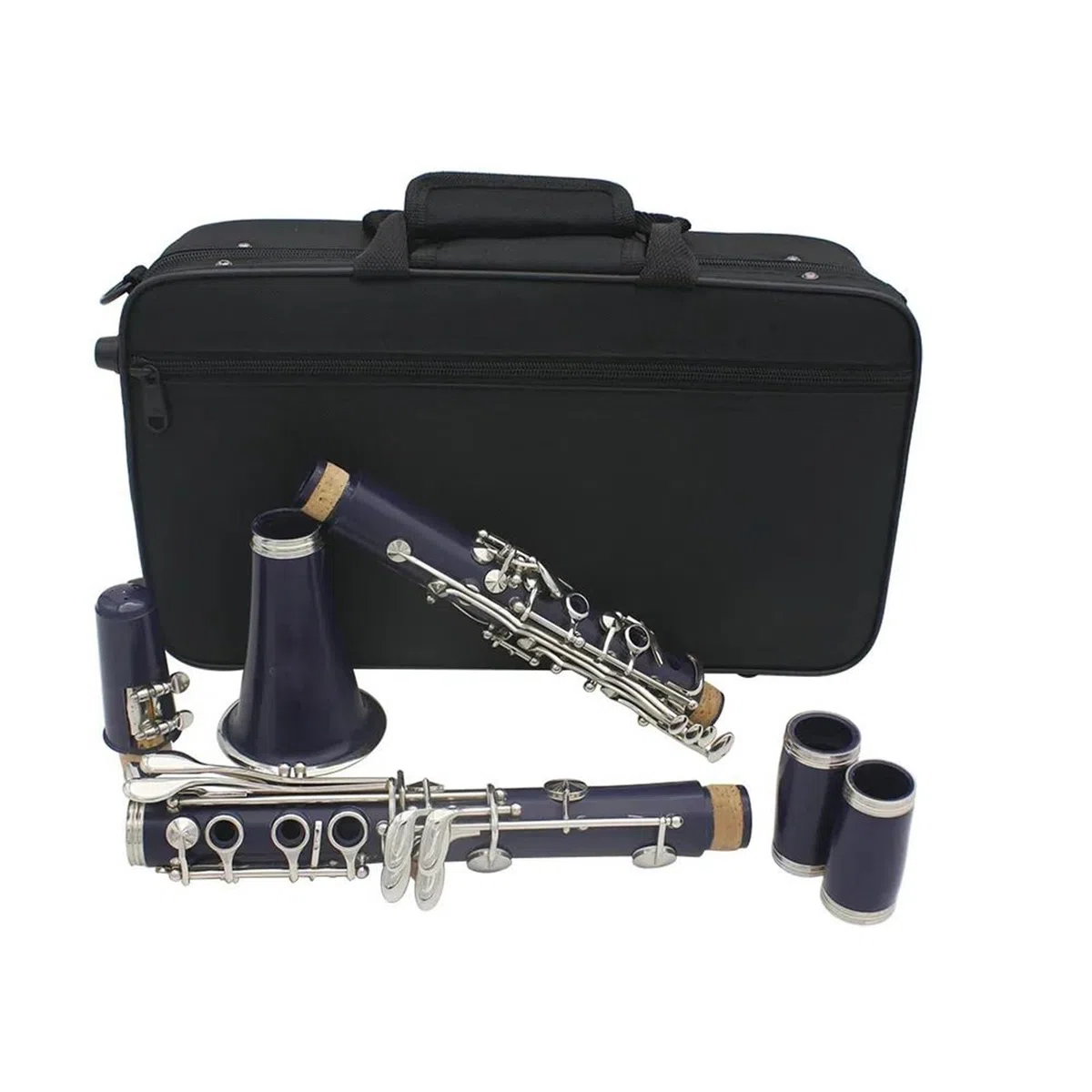 Clarinete De Resina ABS 17 Teclas Si Bemol (Bb) Clarinete | Llaves plateadas, acabado azul, accesorios incluidos.