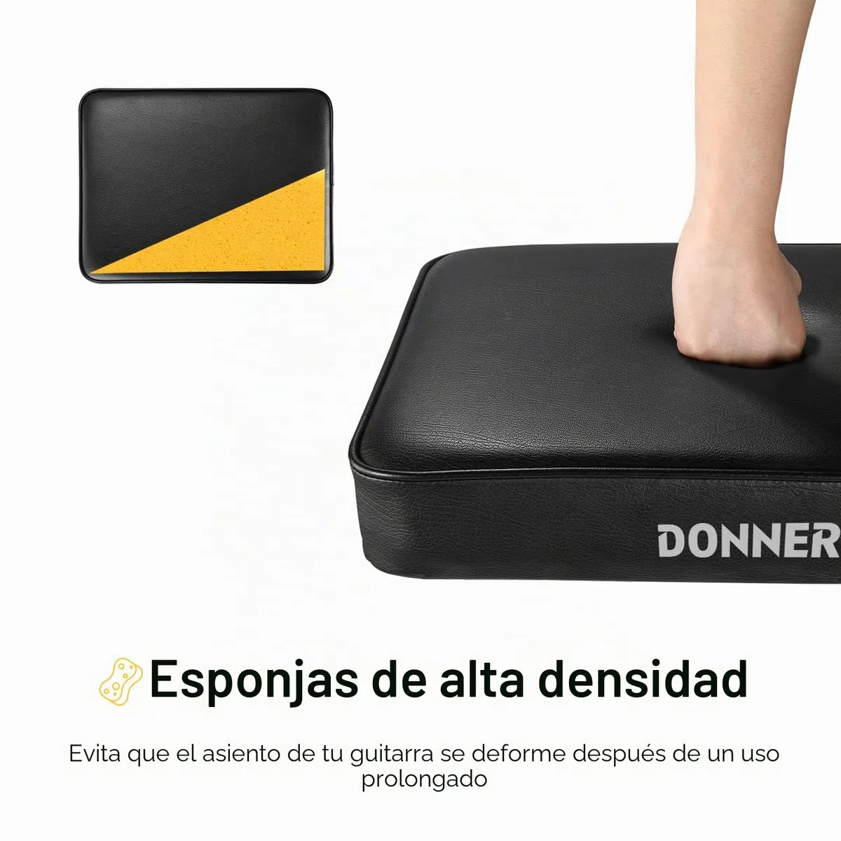 Donner - Banco de Teclado con Esponja de Alta Densidad Ajustable, diseño Antideslizante, Color Negro